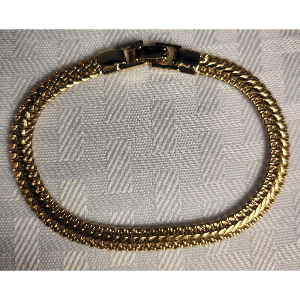Vintage Y2K NAPIER 1980's Gold Tone Herringbone Bracelet 7.5"